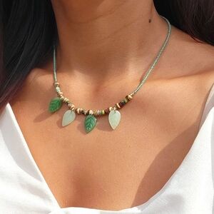 Bohemian Beaded Leaf Necklace